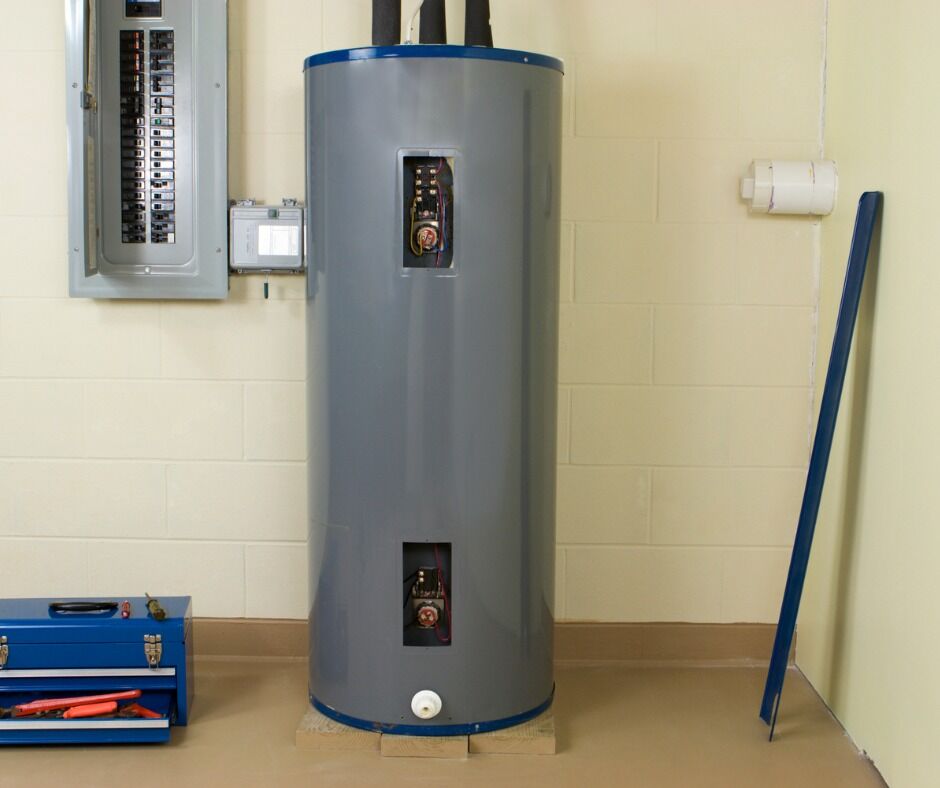 Clean storage-tank water heater in a utility room