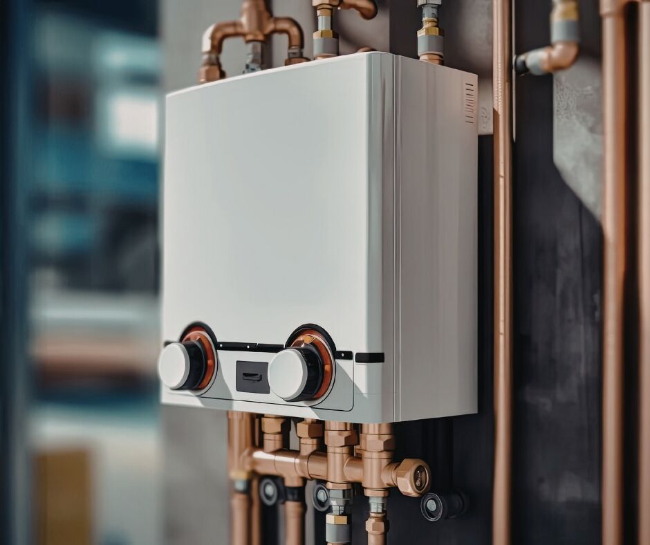 Modern wall-mounted tankless water heater